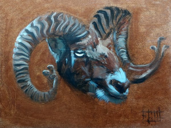 Serpent Horned Goat Original Painting oil on canvas California landscape Solano County by Jacob LaCour