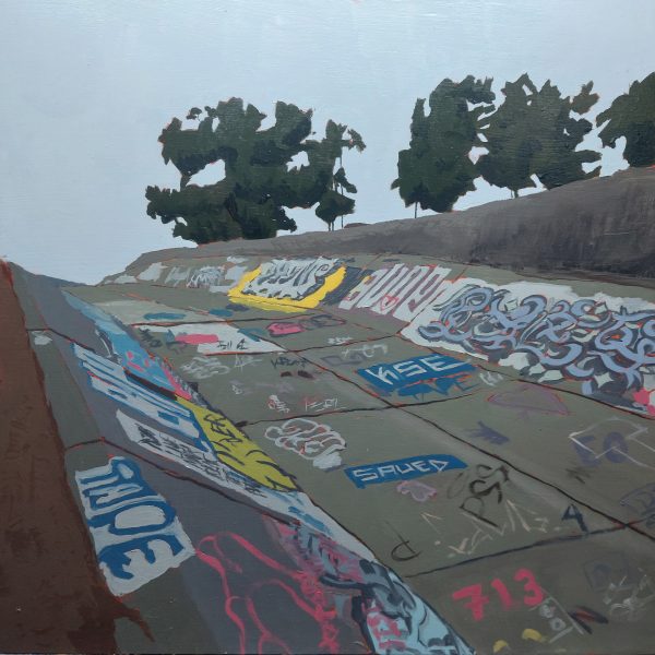 SOLD Lake Herman Spillway: Echoes of Urban Decay Original Painting oil on canvas California landscape Solano County by Jacob LaCour