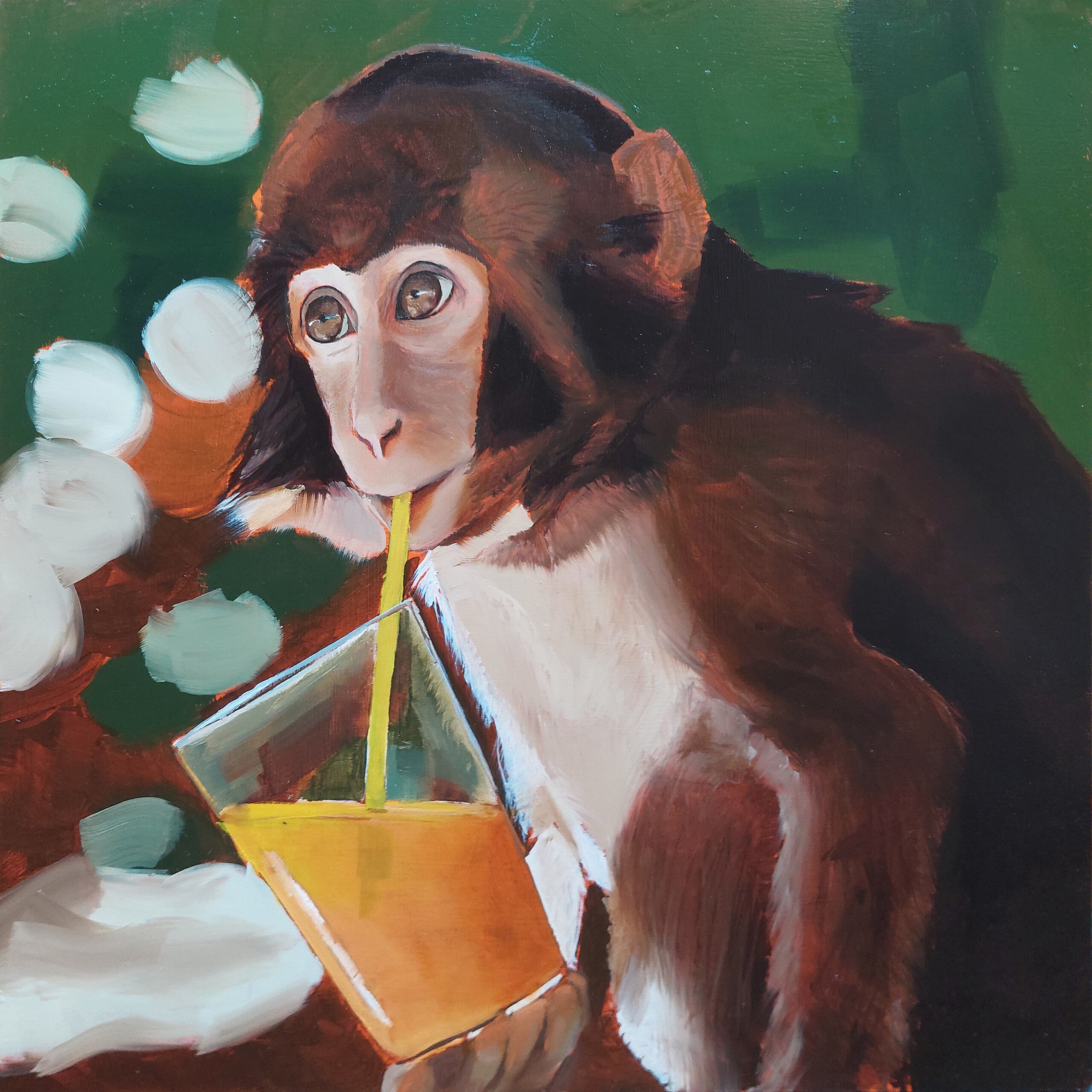 Sippin’ Serenity: A Primate’s Repose – Original Painting